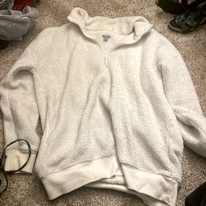 Aerie fluffy shall zip sweater white size small
